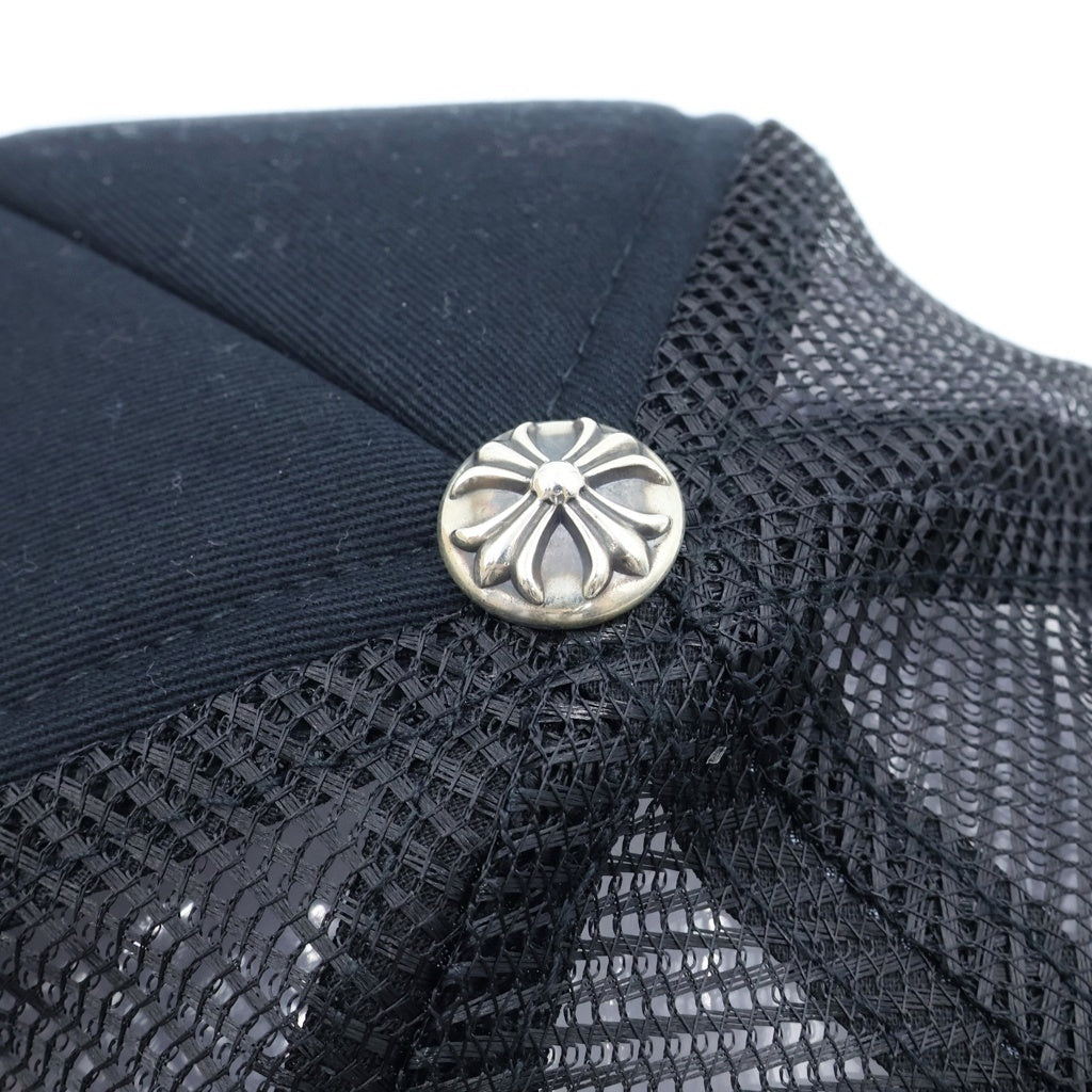 CHROME HEARTS(クロムハーツ) 3 セメタリークロスパッチハラコ トラッカーキャップ 帽子 メッシュ クロスボール付き ブラック
