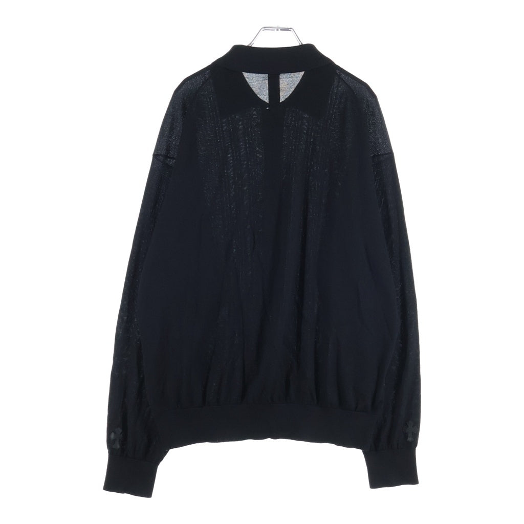 CHROME HEARTS(クロムハーツ) CARDIGAN クロスパッチ カシミアニット 襟付き カーディガン ブラック