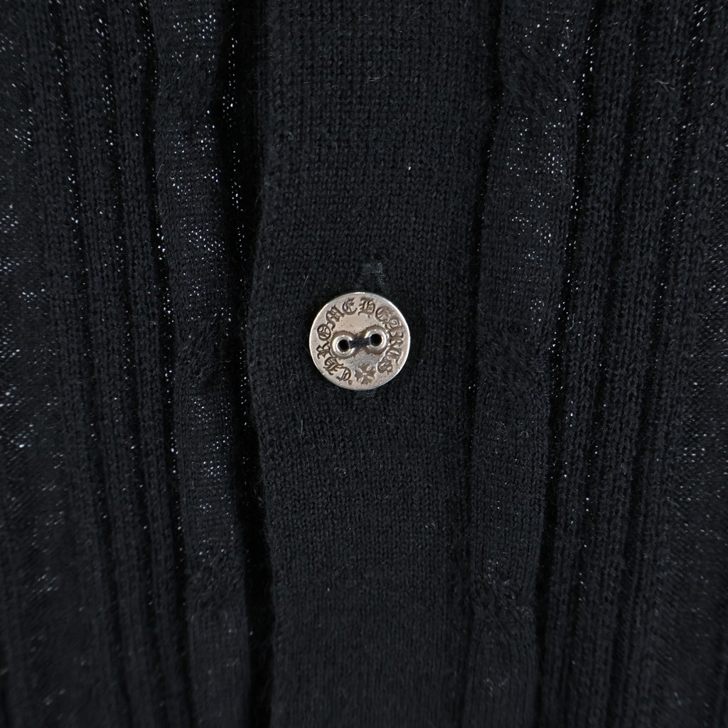 CHROME HEARTS(クロムハーツ) CARDIGAN クロスパッチ カシミアニット 襟付き カーディガン ブラック