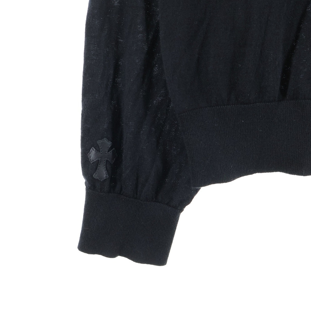 CHROME HEARTS(クロムハーツ) CARDIGAN クロスパッチ カシミアニット 襟付き カーディガン ブラック