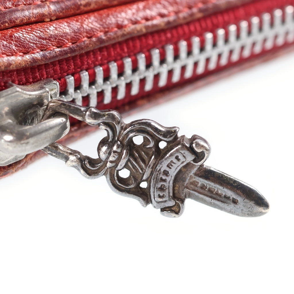 CHROME HEARTS(クロムハーツ) REC F ZIP 3セメタリークロスパッチ ラウンドファスナーウォレット 長財布 レッド