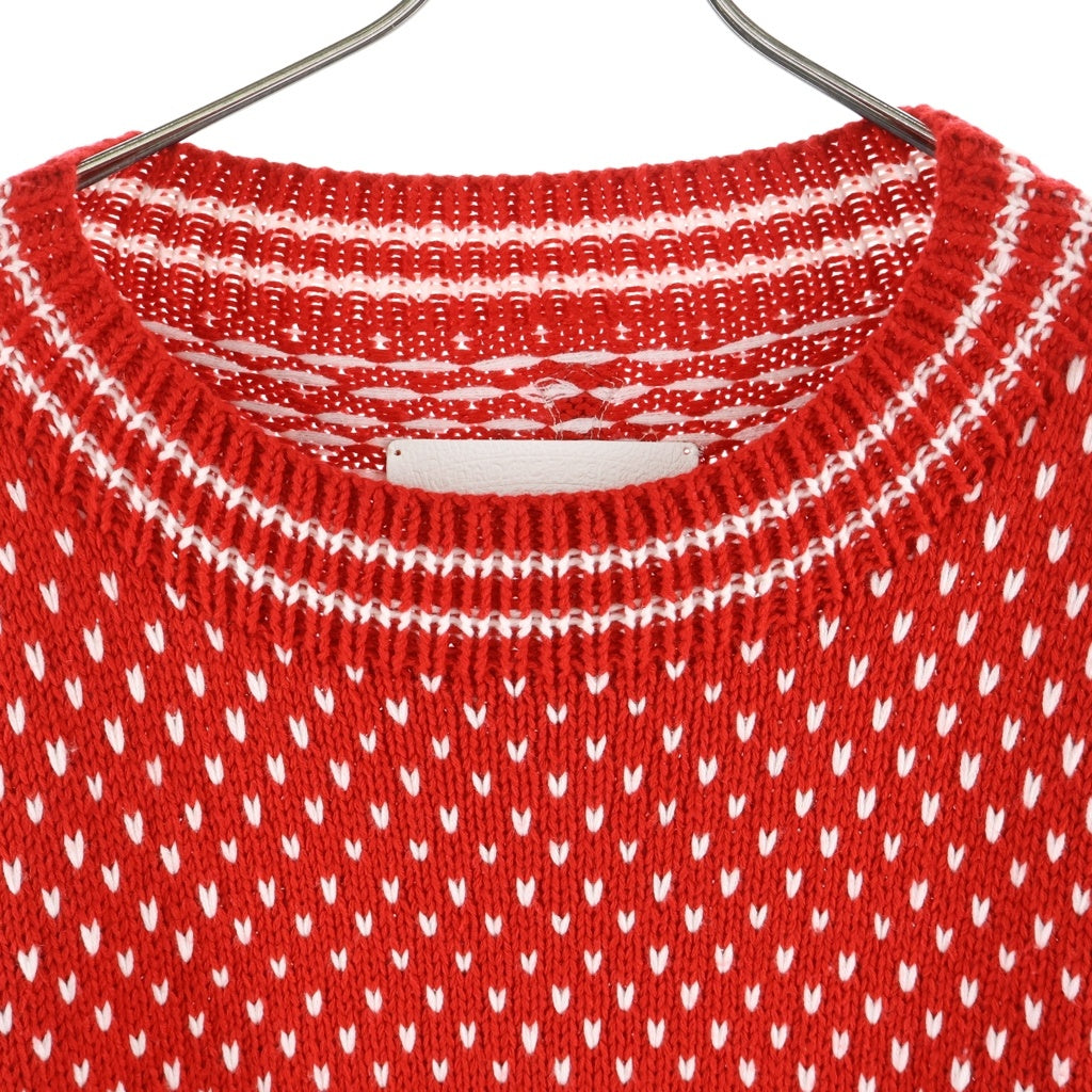 CHROME HEARTS(クロムハーツ) CROSS PATCH CASHMERE KNIT SWEATER クロスパッチ付きカシミアニットセーター レッド/ホワイト