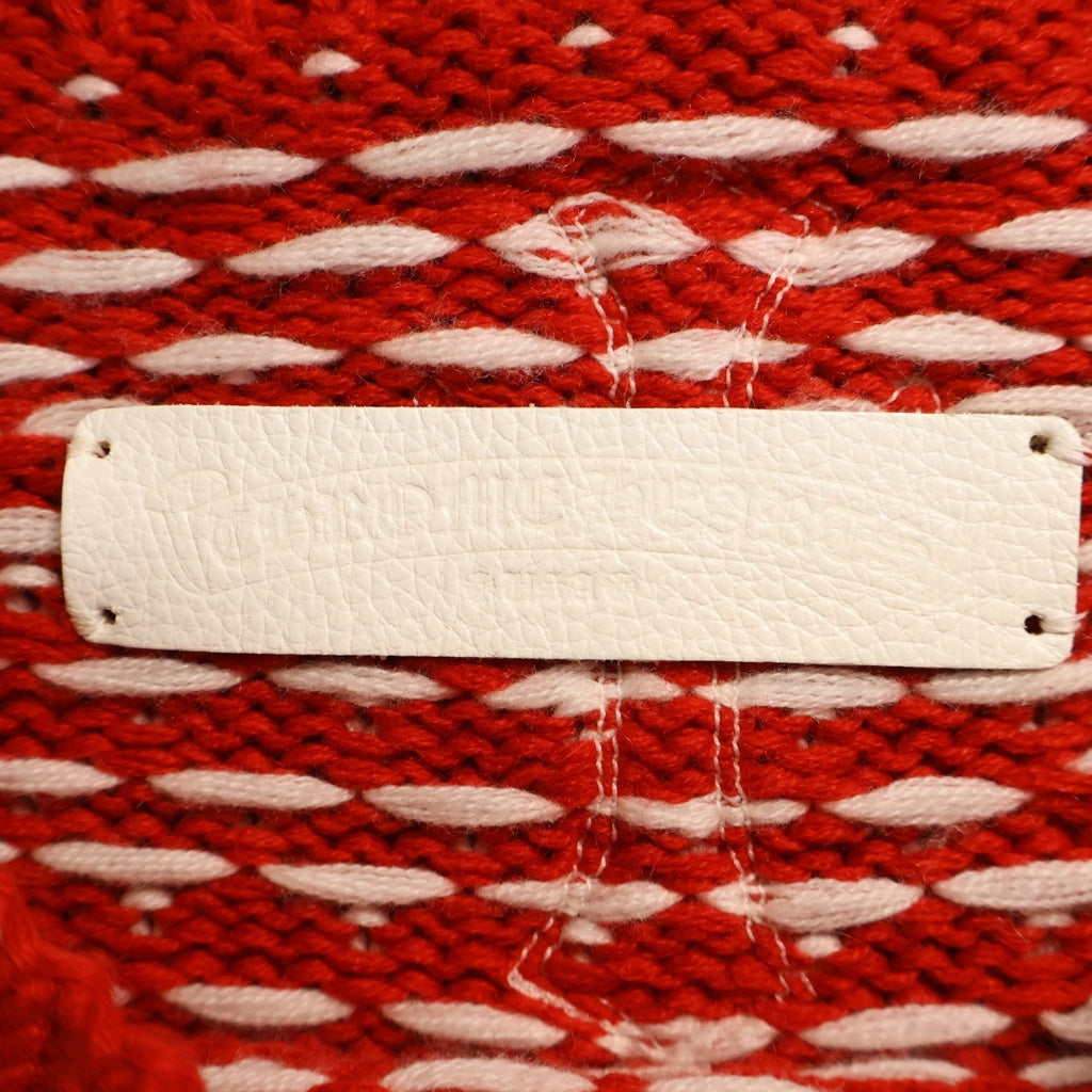 CHROME HEARTS(クロムハーツ) CROSS PATCH CASHMERE KNIT SWEATER クロスパッチ付きカシミアニットセーター レッド/ホワイト