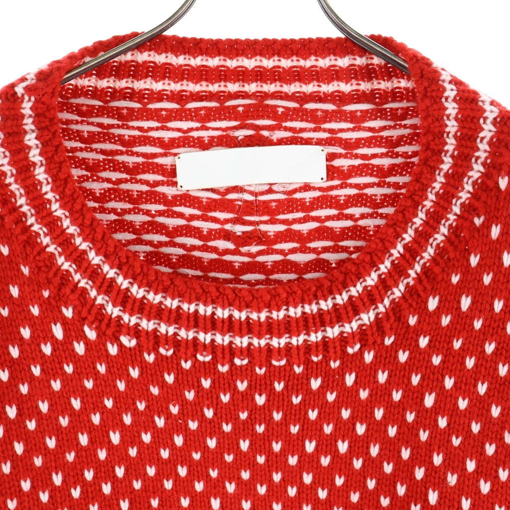 CHROME HEARTS(クロムハーツ) CROSS PATCH CASHMERE KNIT SWEATER クロスパッチ付きカシミアニットセーター レッド/ホワイト