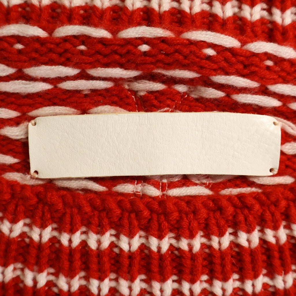 CHROME HEARTS(クロムハーツ) CROSS PATCH CASHMERE KNIT SWEATER クロスパッチ付きカシミアニットセーター レッド/ホワイト