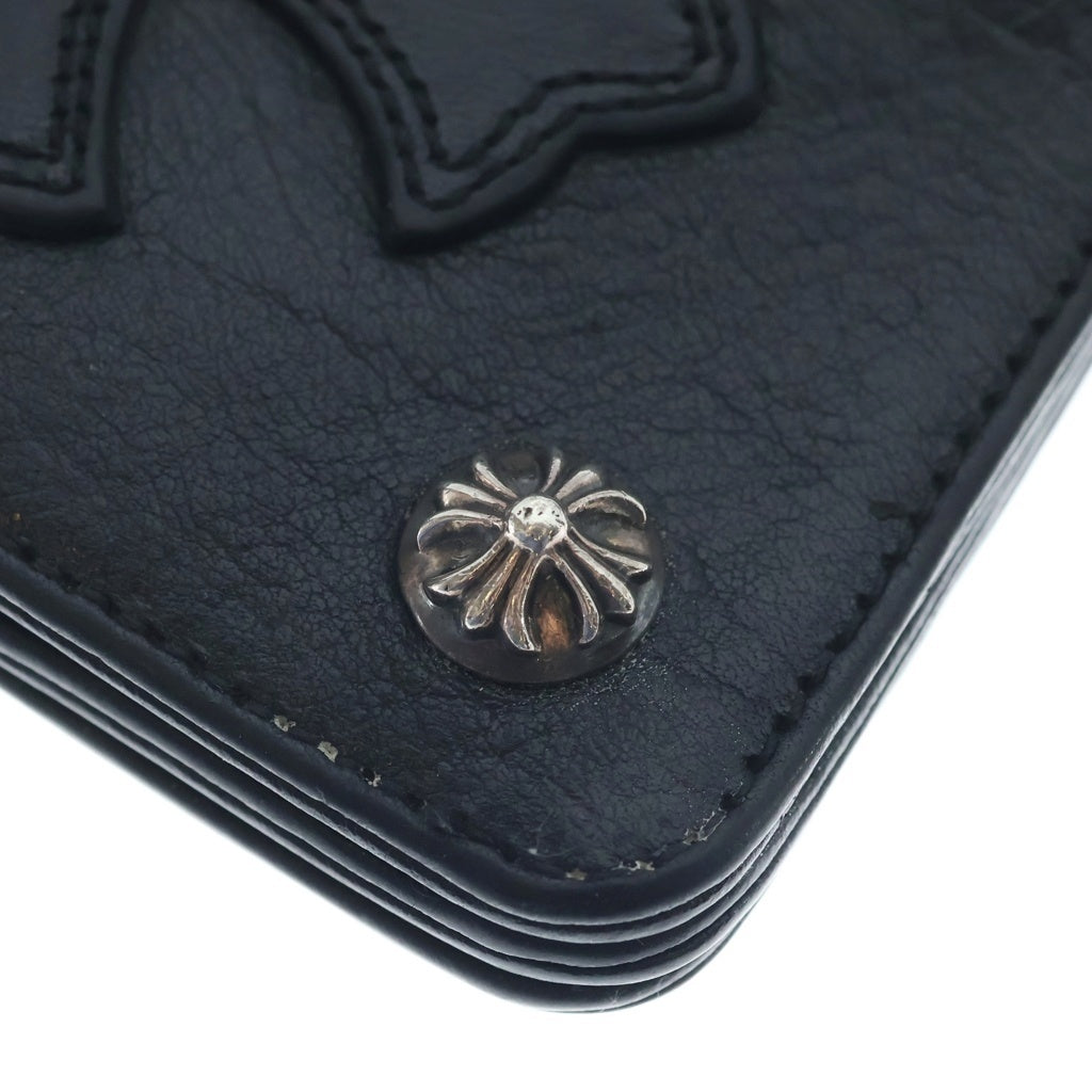 CHROME HEARTS(クロムハーツ) 1ZIP CROSS PATCH 1ジップ クロスパッチ付きクロスボタンレザーウォレット財布