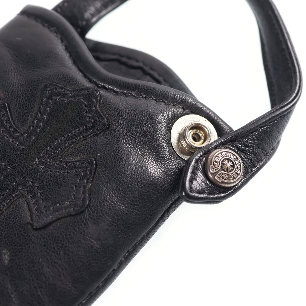 CHROME HEARTS(クロムハーツ) PHONE POUCH V1 クロスパッチ レザー携帯ケース ブラック