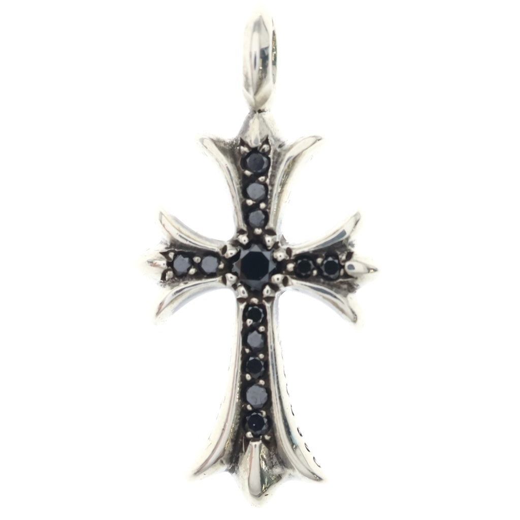 CHROME HEARTS(クロムハーツ) TNY CRSF P BLKDIA タイニーファットクロス PAVEブラックダイヤ シルバーネックレストップ