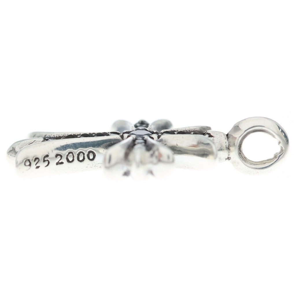 CHROME HEARTS(クロムハーツ) TNY CRSF P BLKDIA タイニーファットクロス PAVEブラックダイヤ シルバーネックレストップ