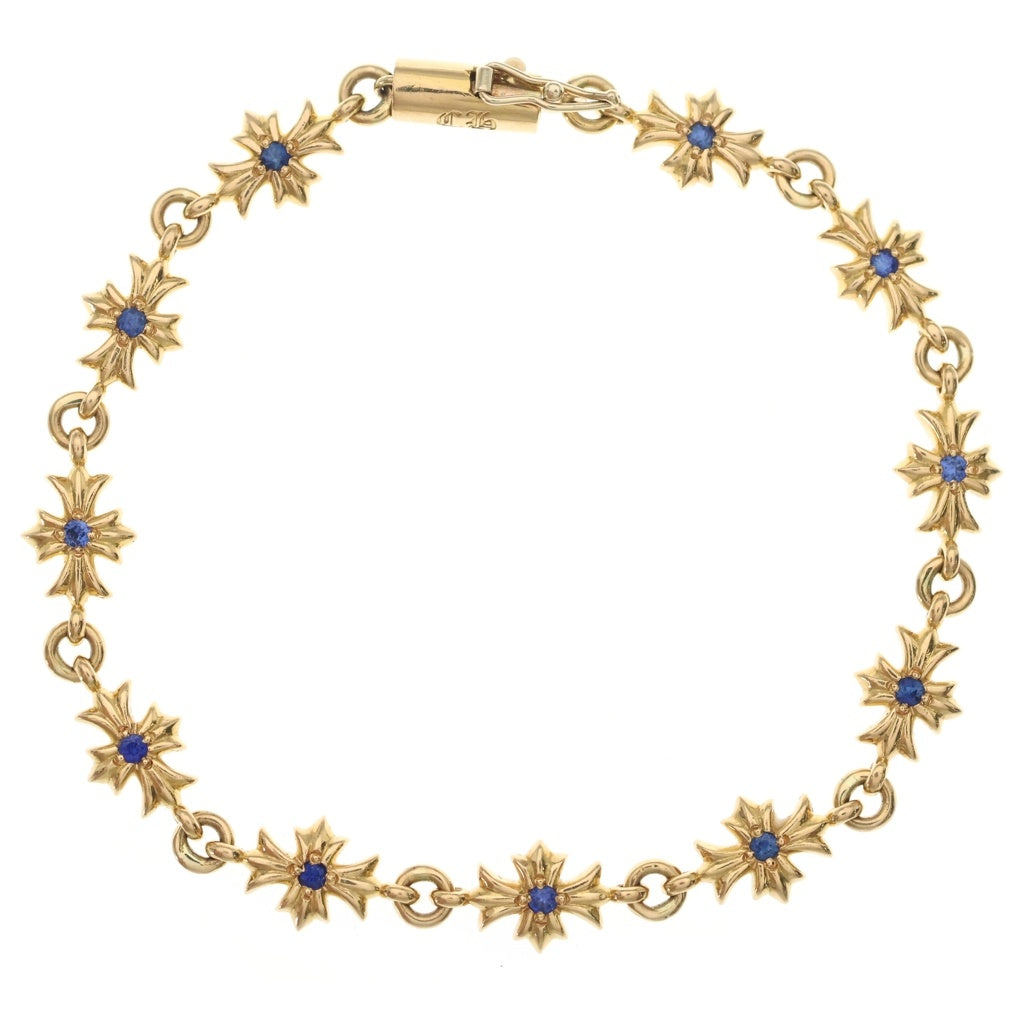 CHROME HEARTS(クロムハーツ) 22K TNY E CH PLS P SAP タイニーECHプラス PAVEサファイア ゴールドブレスレット