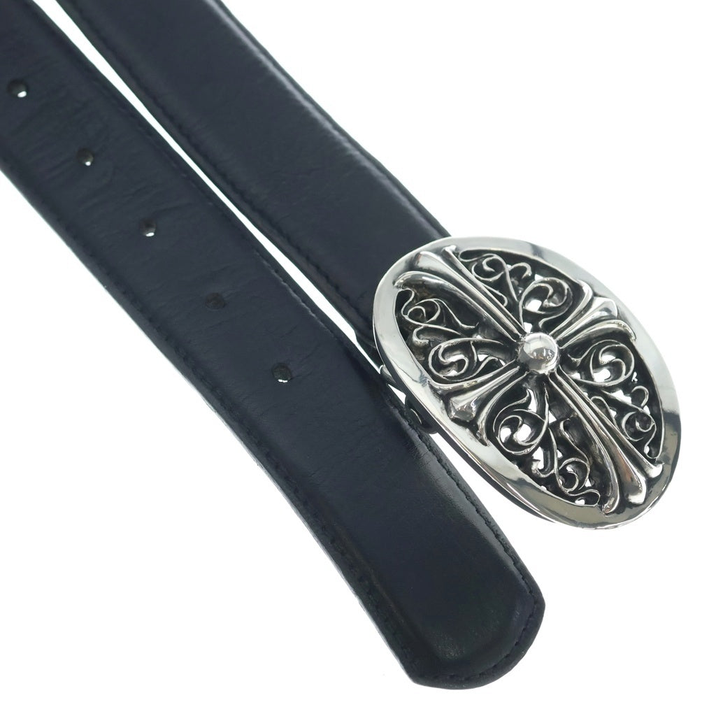 CHROME HEARTS(クロムハーツ) BUCKL OVAL CROSS1.5 1.5クラシックオーバルクロス レザーストラップ一体型シルバーベルト