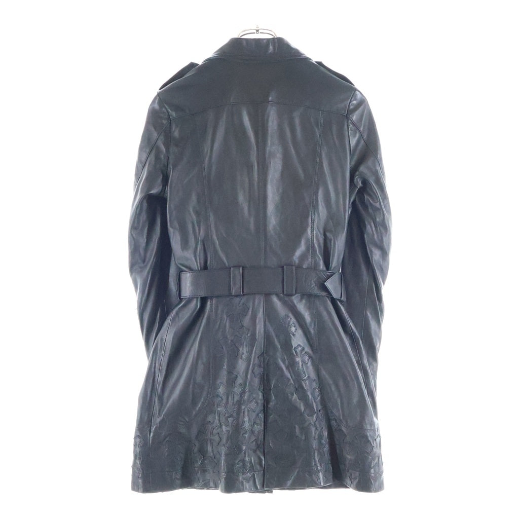 CHROME HEARTS(クロムハーツ) CEMETERY CROSS PATCH LEATHER COAT セメタリークロスパッチ付き レザーライダースコート ブラック