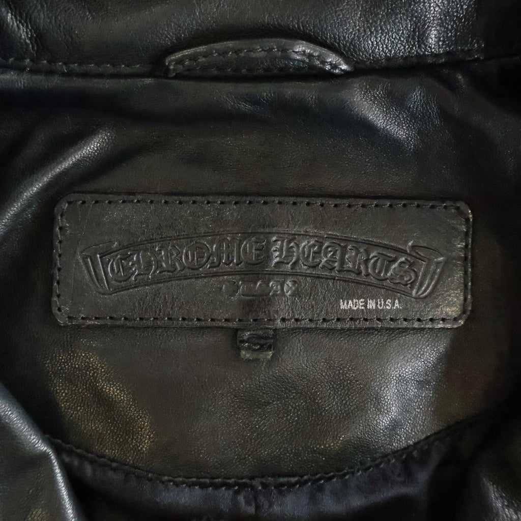 CHROME HEARTS(クロムハーツ) CEMETERY CROSS PATCH LEATHER COAT セメタリークロスパッチ付き レザーライダースコート ブラック