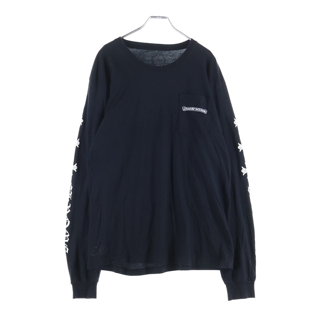 CHROME HEARTS(クロムハーツ) CH L S 1 スクロールラベルバックリント長袖カットソー ブラック/ホワイト