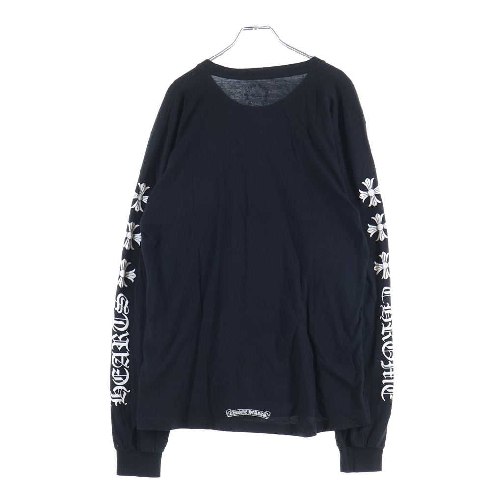 CHROME HEARTS(クロムハーツ) CH L S 1 スクロールラベルバックリント長袖カットソー ブラック/ホワイト