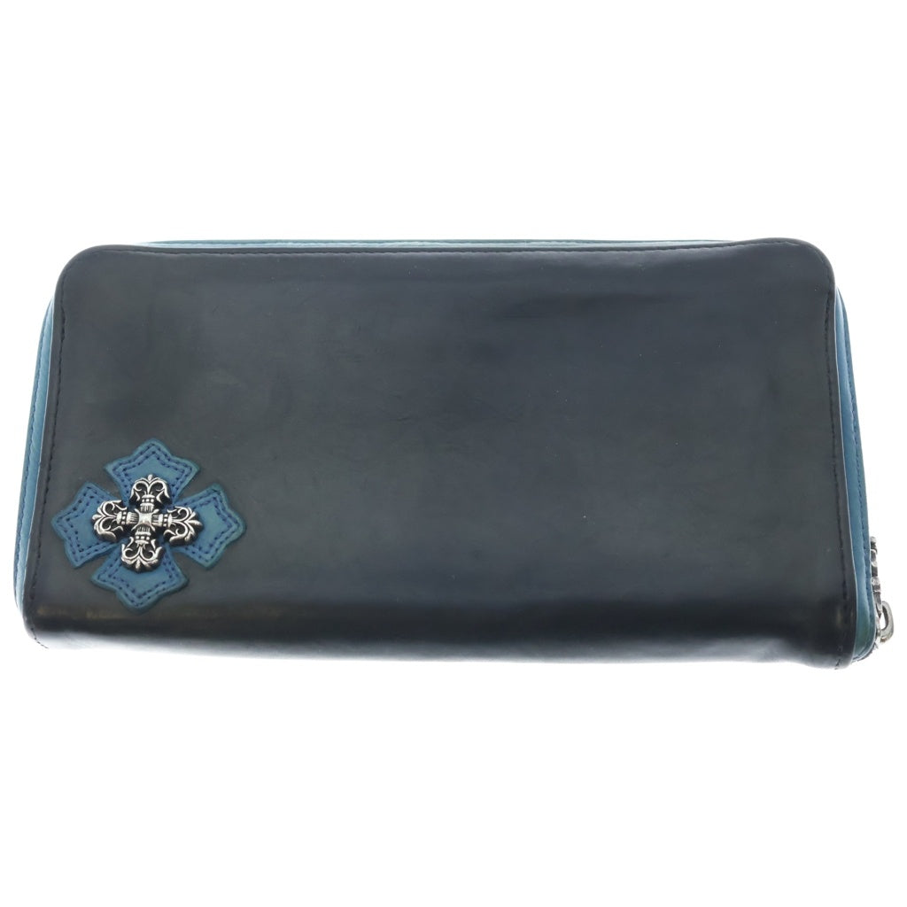 CHROME HEARTS(クロムハーツ) REC F ZIP PARIS LIMITED フィリグリー装飾ラウンドジップ財布 パリ限定 ブラック/ブルー
