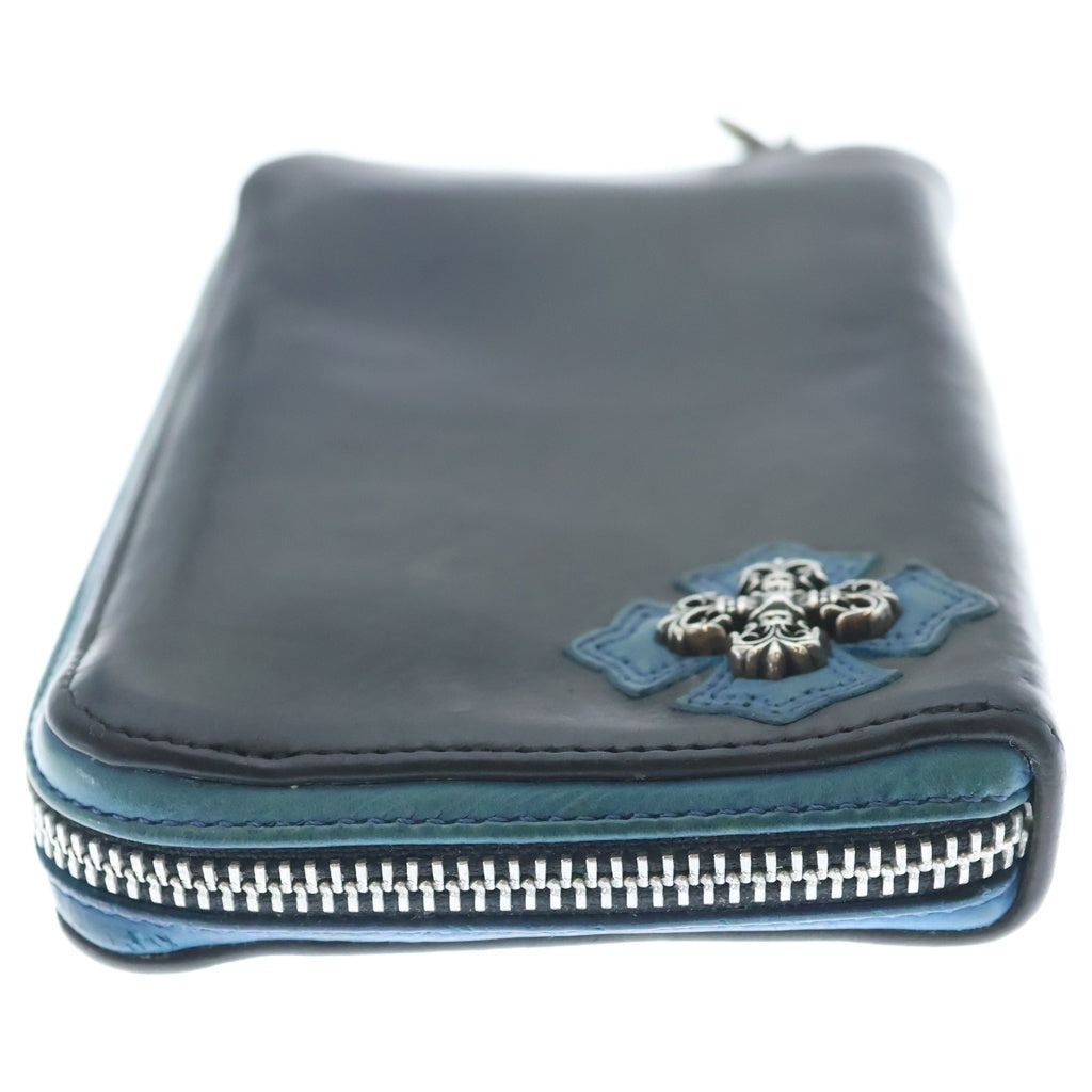 CHROME HEARTS(クロムハーツ) REC F ZIP PARIS LIMITED フィリグリー装飾ラウンドジップ財布 パリ限定 ブラック/ブルー