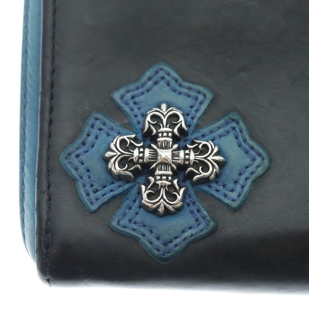 CHROME HEARTS(クロムハーツ) REC F ZIP PARIS LIMITED フィリグリー装飾ラウンドジップ財布 パリ限定 ブラック/ブルー