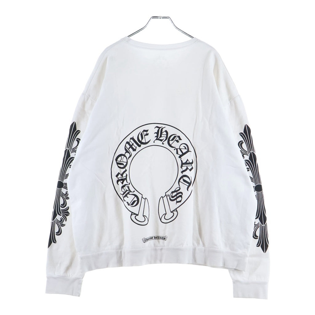 CHROME HEARTS(クロムハーツ) SWTSHRT PLVR バックホースシュー袖フローラルプリントスウェット ホワイト