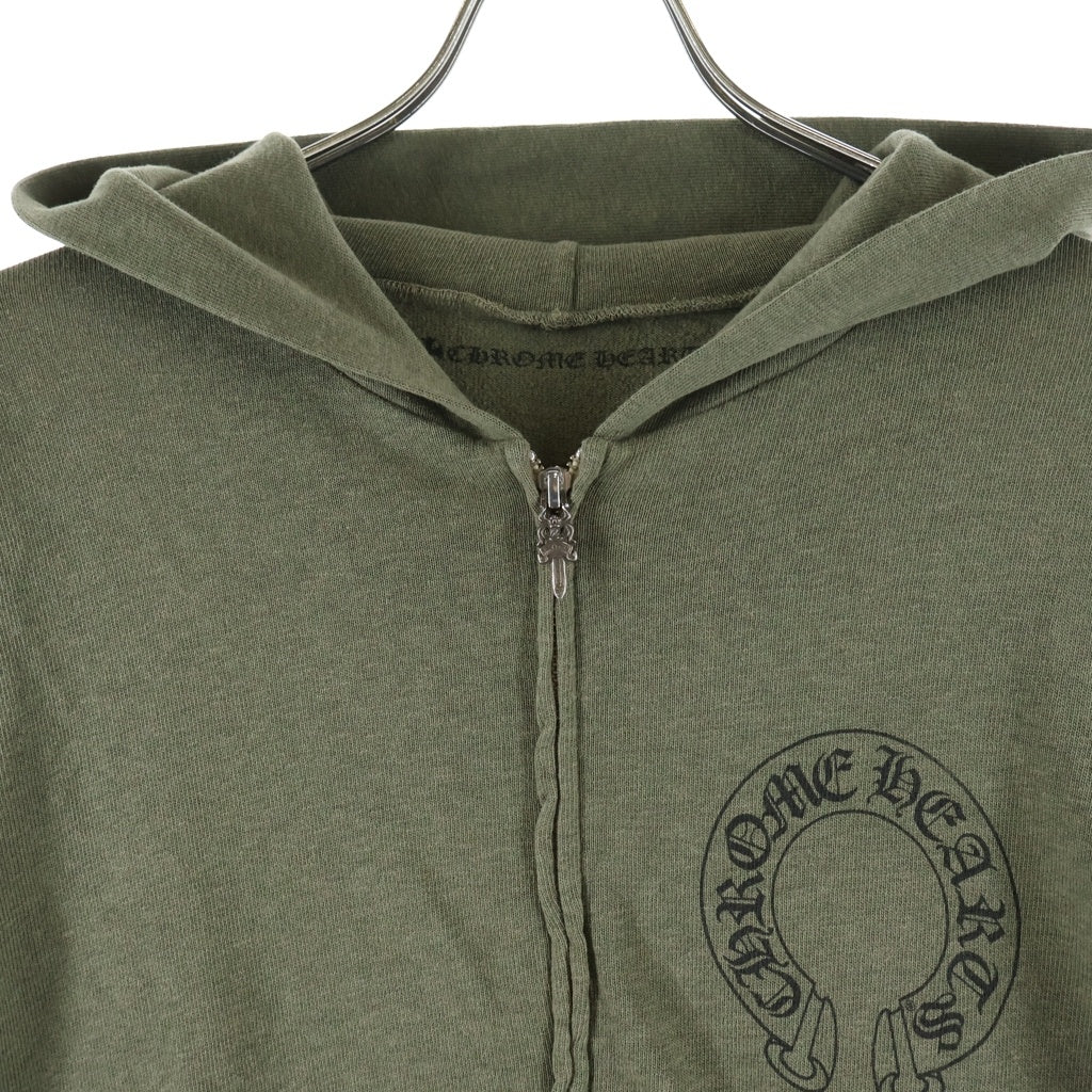 CHROME HEARTS(クロムハーツ) OLD SWTSHRT HD ZIP バックセメタリープリントジップパーカー カーキ