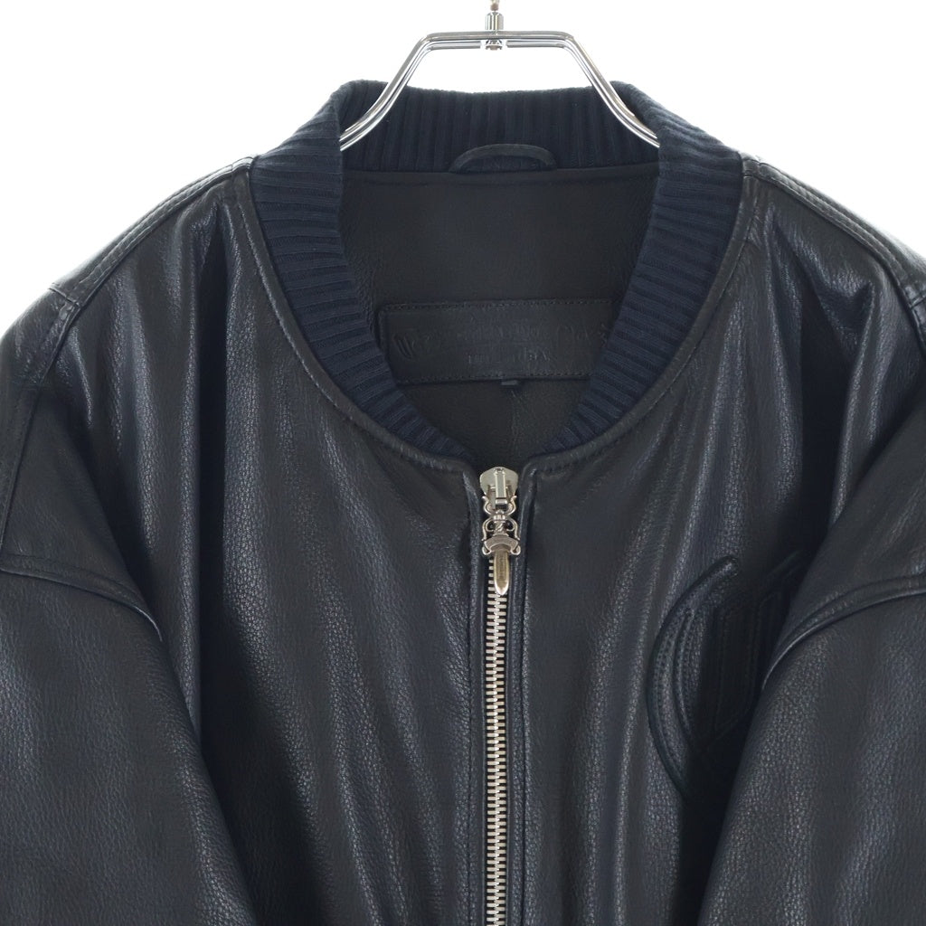 CHROME HEARTS(クロムハーツ) ON TARGET CHロゴパッチレザーボンバージャケットブルゾン ブラック