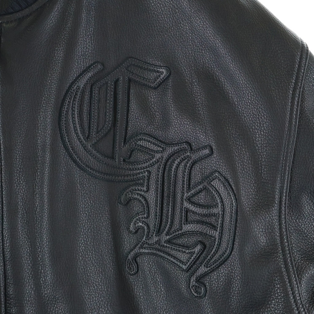 CHROME HEARTS(クロムハーツ) ON TARGET CHロゴパッチレザーボンバージャケットブルゾン ブラック