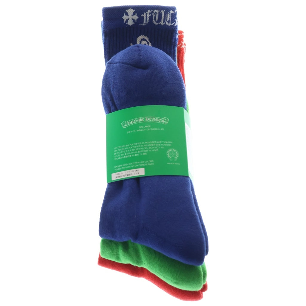 CHROME HEARTS(クロムハーツ) OLD ENGLISH SOCKS オールドイングリッシュ3足セットソックス レッド/ブルー/グリーン