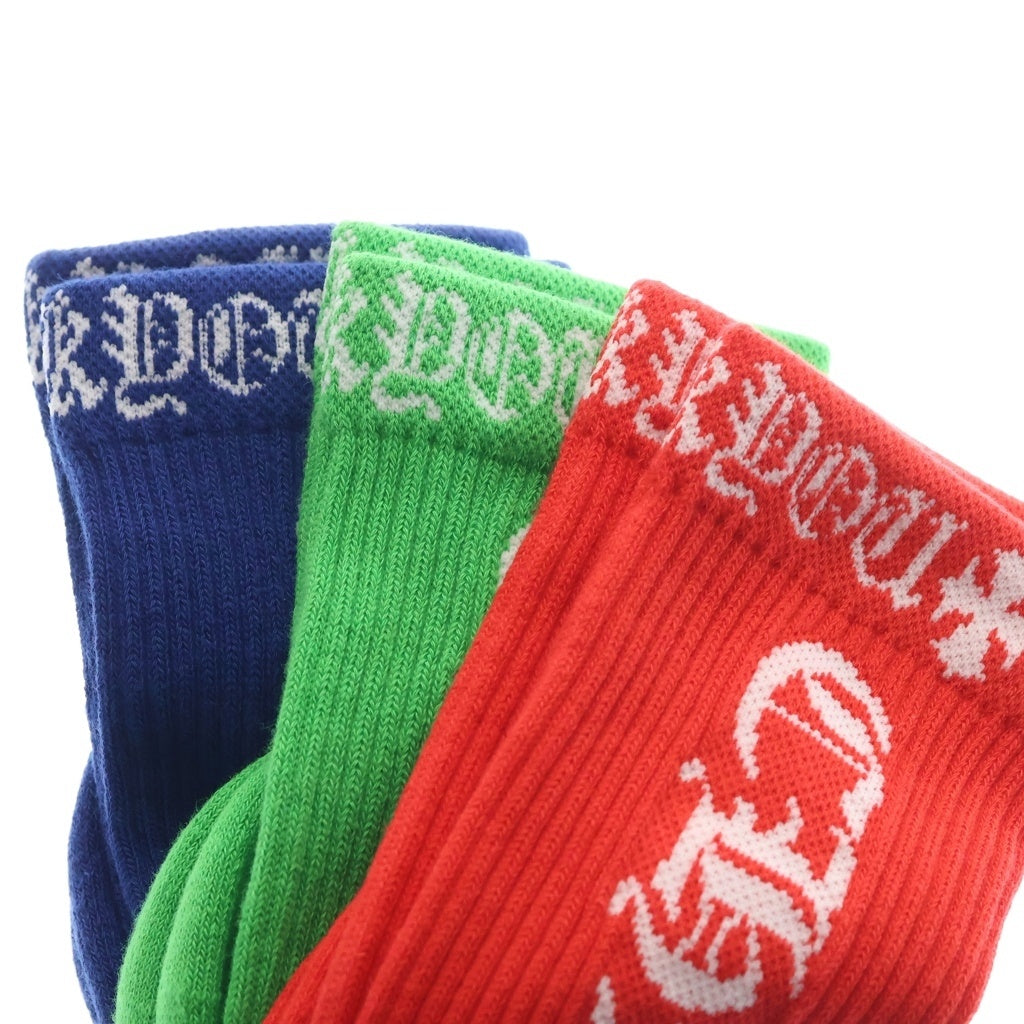 CHROME HEARTS(クロムハーツ) OLD ENGLISH SOCKS オールドイングリッシュ3足セットソックス レッド/ブルー/グリーン