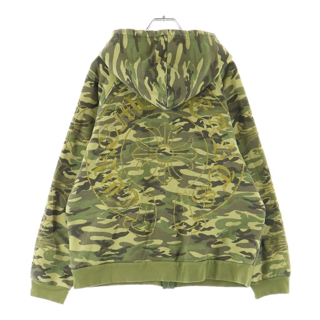 CHROME HEARTS(クロムハーツ) OLD THRML SWTSHRT HD ZIP CH PLUS 袖CHプラスプリント ジップアップ パーカー カモフラージュ/イエロー