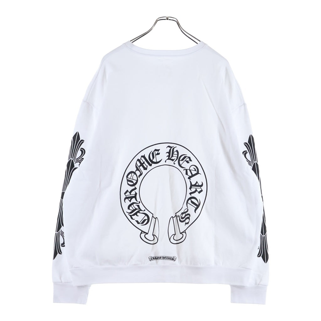 CHROME HEARTS(クロムハーツ) SWTSHRT PLVR 袖フローラルバックホースシュープリントスウェット ホワイト