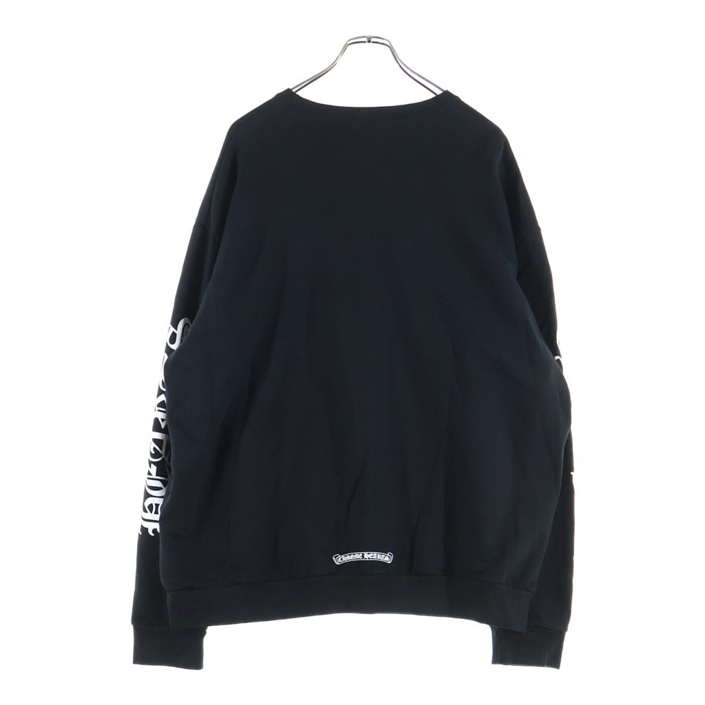 CHROME HEARTS(クロムハーツ) Neck Logo Crewneck Sweatshirt ネックロゴ クルーネックスウェットシャツ トレーナー 袖ロゴプリント ブラック