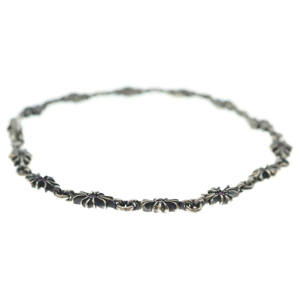 CHROME HEARTS(クロムハーツ) TNY E CH PLS PNK SAPH タイニーECHプラス PAVEピンクサファイア シルバーブレスレット 13LINK