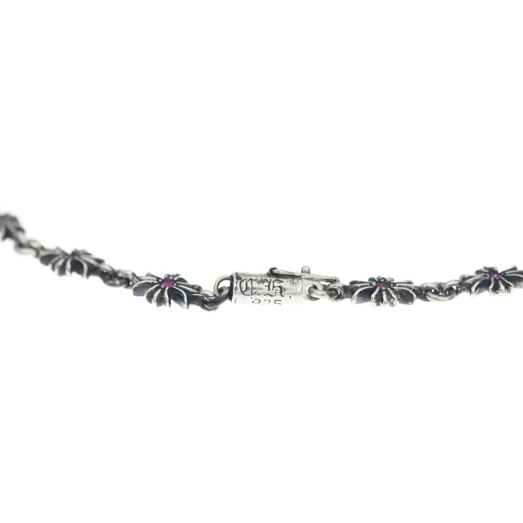 CHROME HEARTS(クロムハーツ) TNY E CH PLS PNK SAPH タイニーECHプラス PAVEピンクサファイア シルバーブレスレット 13LINK