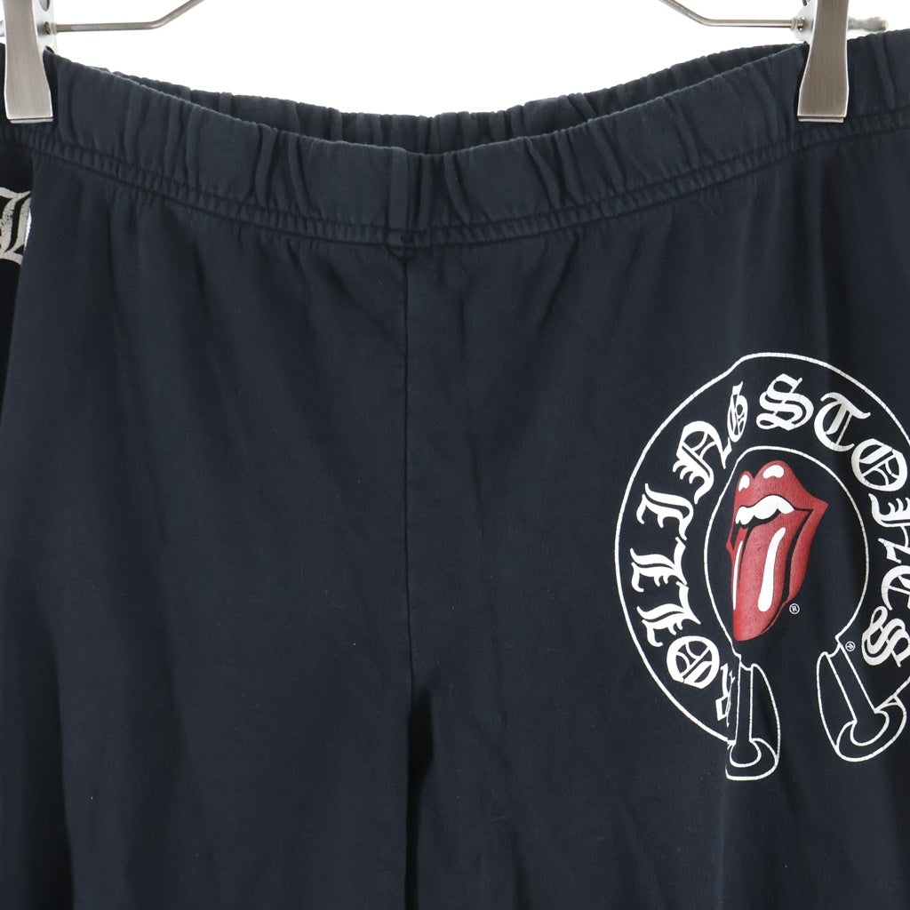 CHROME HEARTS(クロムハーツ) OLD ×The Rolling Stones Lip And Tongue オールド ザ ローリングストーンズ リップアンドタン フローラルプリントスウェットパンツ ブラック