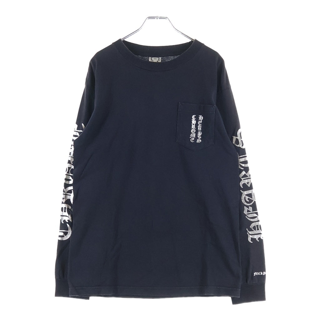 CHROME HEARTS(クロムハーツ) OLD L/S オールド 袖英字バックスクロールラベルプリント 長袖Tシャツカットソー ブラック/シルバー