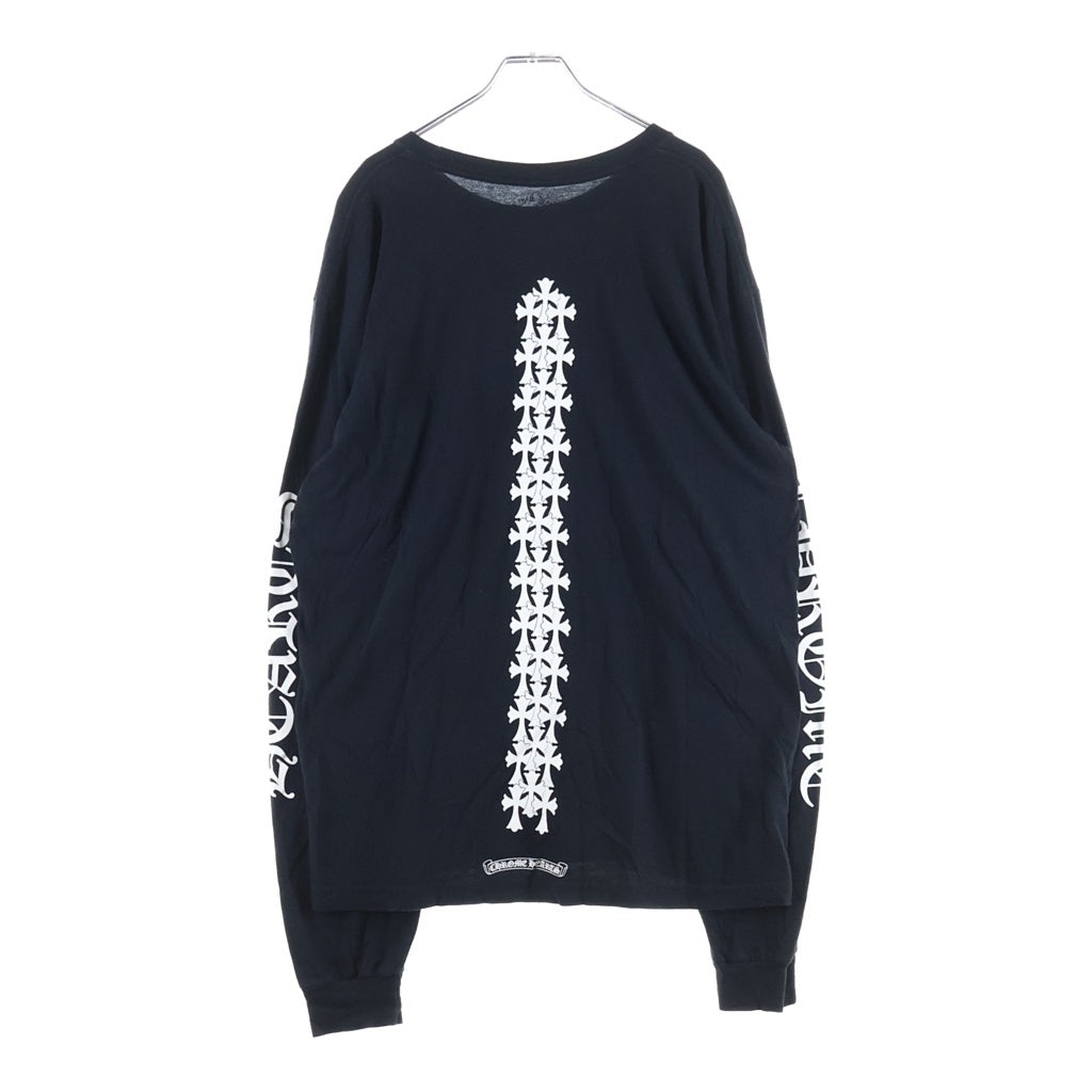 CHROME HEARTS(クロムハーツ) Cemetery Cross Tire Track L/S Tee バックセメタリークロス タイヤトラックプリント長袖Tシャツ ブラック