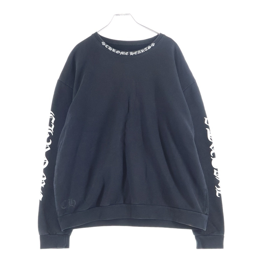 CHROME HEARTS(クロムハーツ) SWTSHRT PLVR ネックロゴクルーネックスウェット トレーナー ブラック/ホワイト