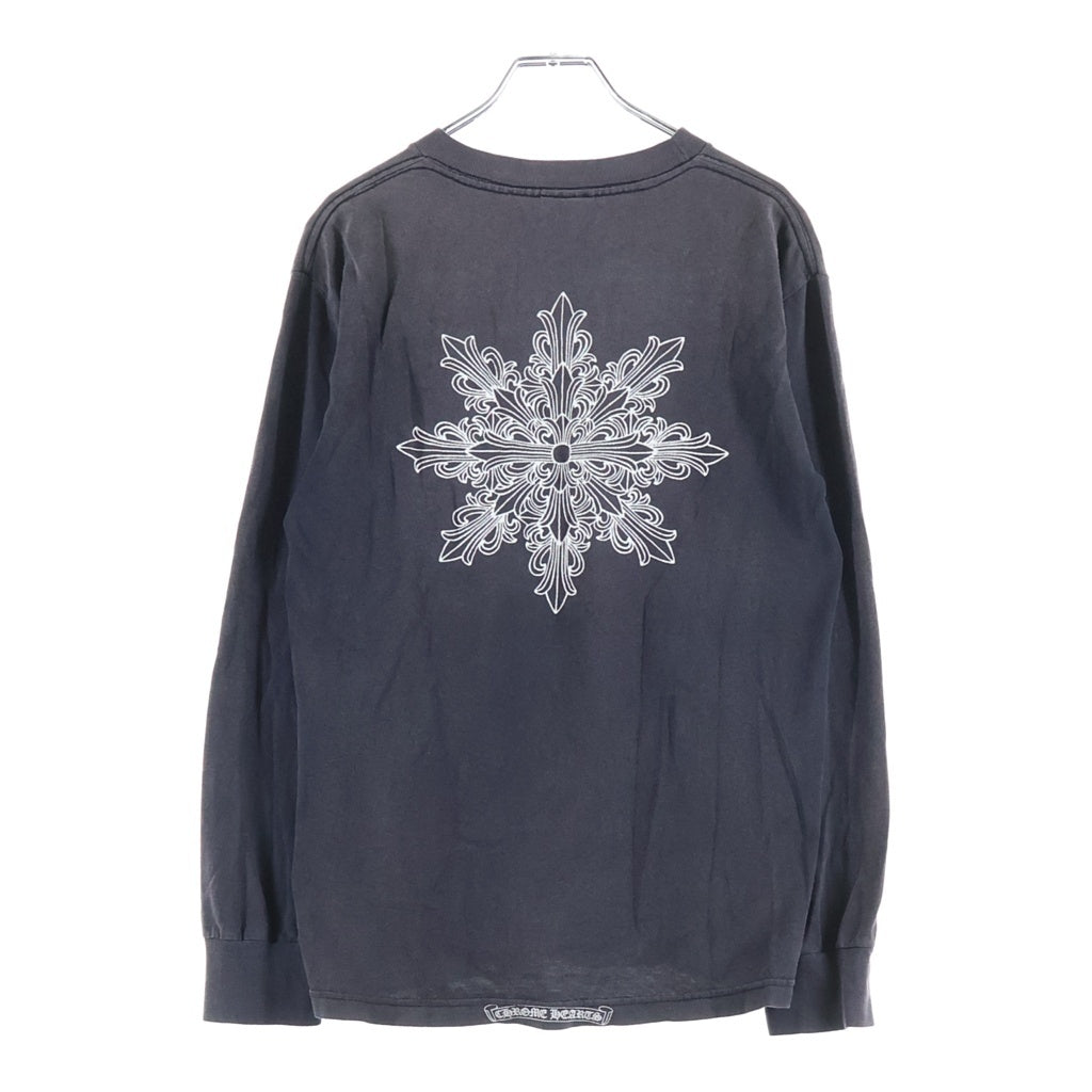 CHROME HEARTS(クロムハーツ) OLD FLOLAL CROSS SNOW FLAKE L/S TEE オールド フローラルクロススノーフレーク 長袖Tシャツ ブラック/シルバー