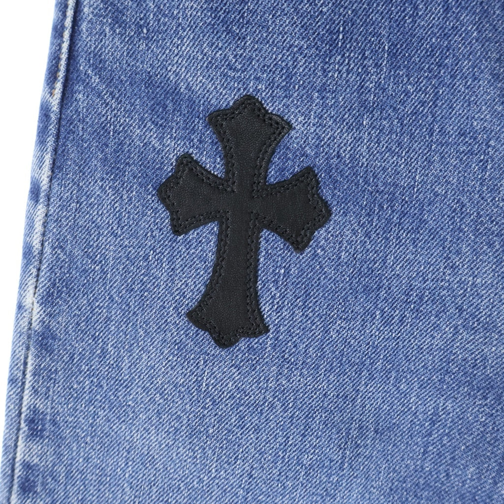 CHROME HEARTS(クロムハーツ) ×LEVI'S U VNTG JEAN BLU/RED TAB リーバイス 501 クロスパッチ付きボタンフライデニムパンツ インディゴ レディース