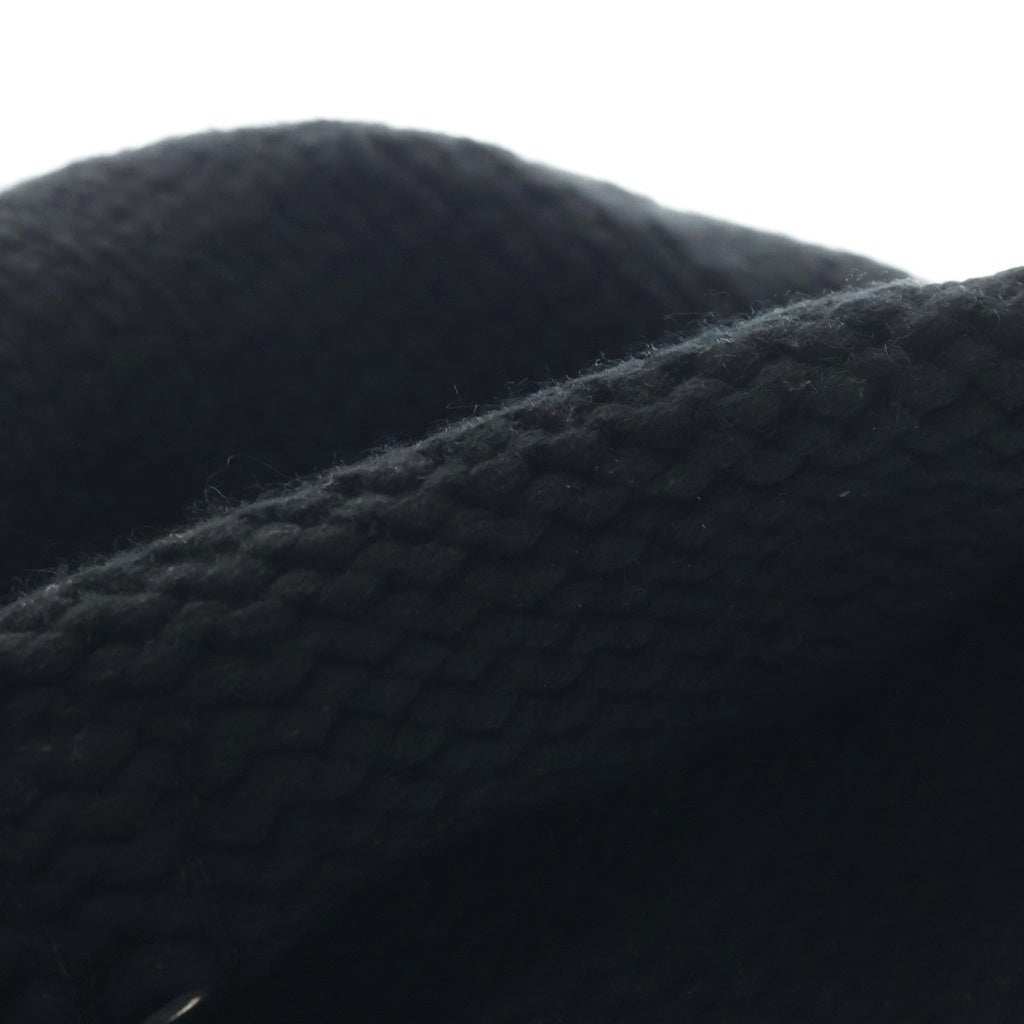 CHROME HEARTS(クロムハーツ) BEANIE CASH レザーパッチビーニー クロスパッチクロスボールスモールCHクロス付カシミヤ帽子 ブラック/シルバー