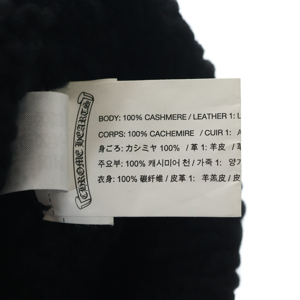 CHROME HEARTS(クロムハーツ) MATTY BOY PPO BEANIE CASH マッティボーイ レザーパッチボンボン付きニット帽 ブラック/ライトグリーン