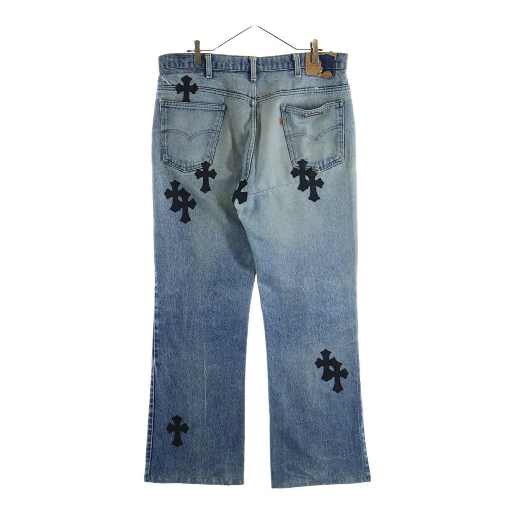 CHROME HEARTS(クロムハーツ) U VNTG JEAN BLU ORNG TAB クロスパッチ付きウォッシュド505デニムパンツ インディゴ/ブラック