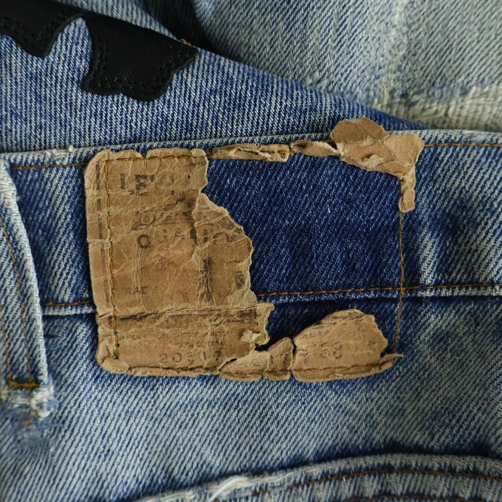 CHROME HEARTS(クロムハーツ) U VNTG JEAN BLU ORNG TAB クロスパッチ付きウォッシュド505デニムパンツ インディゴ/ブラック