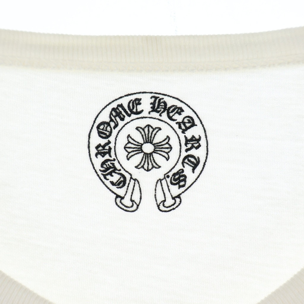 CHROME HEARTS(クロムハーツ) LS HNLY ロゴバックプリント ヘンリーネック 長袖サーマルTシャツ カットソー ホワイト