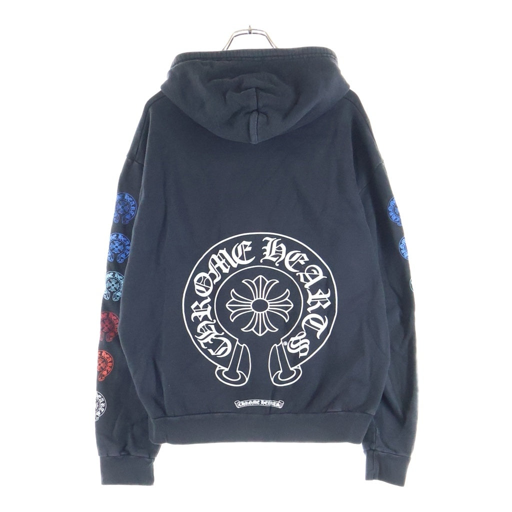 CHROME HEARTS(クロムハーツ) SWTSHRT HD ZIP スリーブバックマルチホースシュープリントジップパーカー ブラック/マルチ