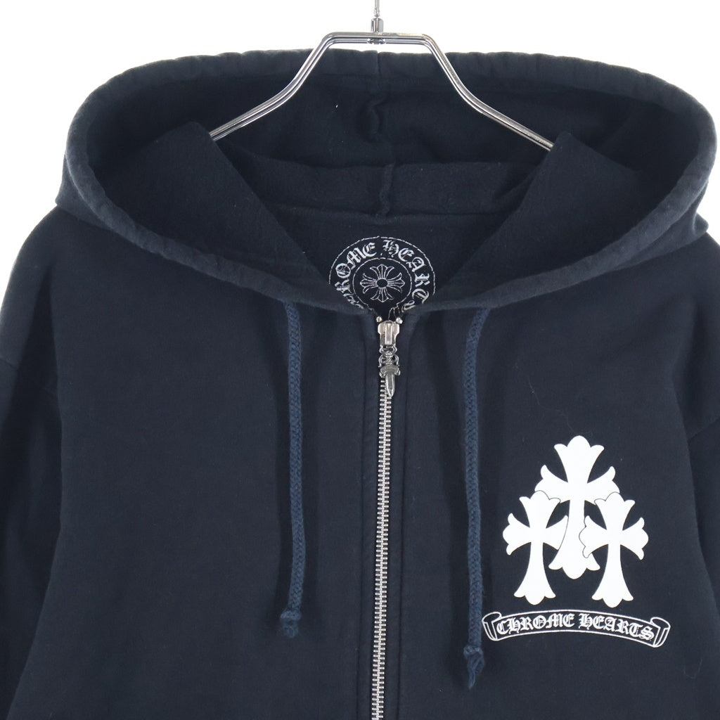 CHROME HEARTS(クロムハーツ) OLD SWTSHRT HD ZIP バックセメタリープリントジップパーカー ブラック/ホワイト