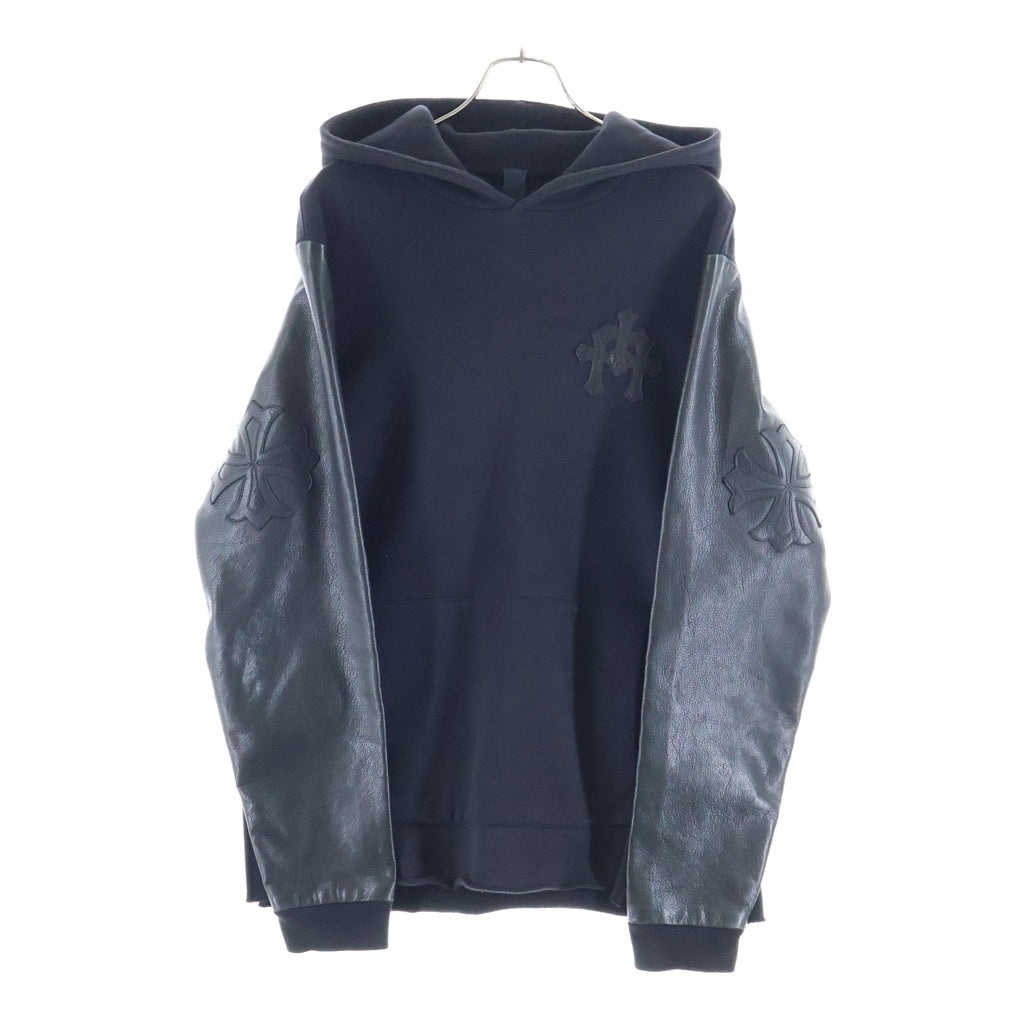 CHROME HEARTS(クロムハーツ) Y NOT 袖レザー切り替えクロスパッチプルオーバーパーカー