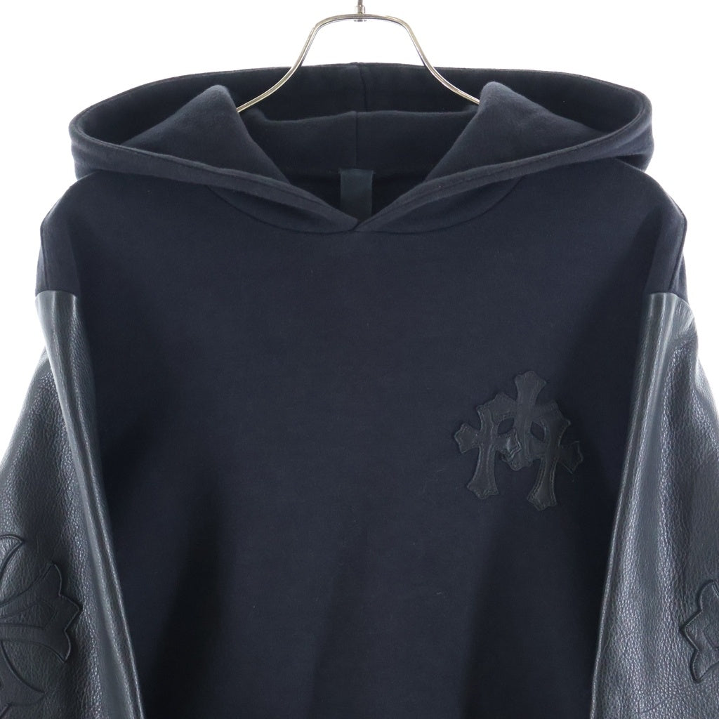CHROME HEARTS(クロムハーツ) Y NOT 袖レザー切り替えクロスパッチプルオーバーパーカー