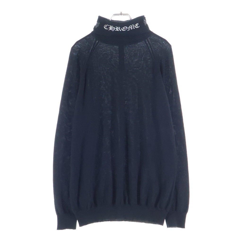 CHROME HEARTS(クロムハーツ) Y NOT ワイノット クロスパッチ付き カシミヤ タートルネックニットセーター ブラック