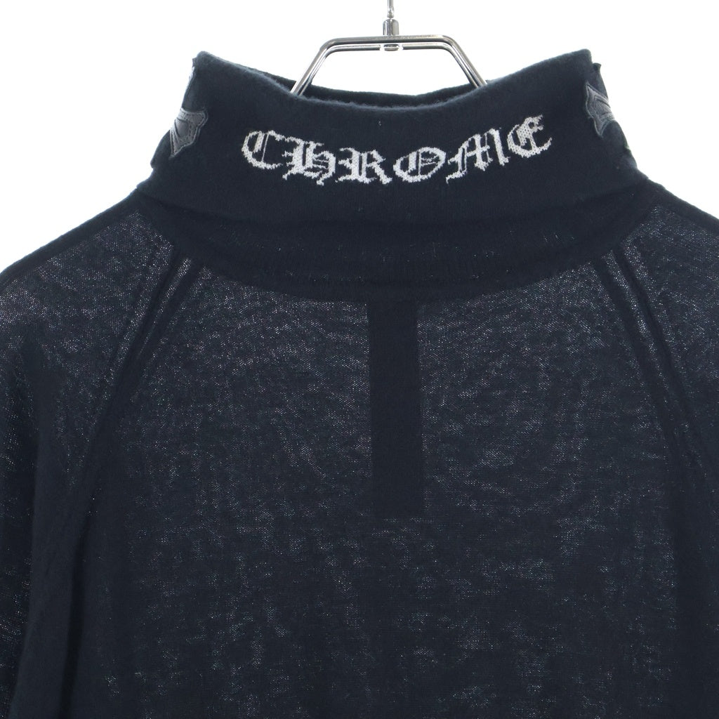 CHROME HEARTS(クロムハーツ) Y NOT ワイノット クロスパッチ付き カシミヤ タートルネックニットセーター ブラック